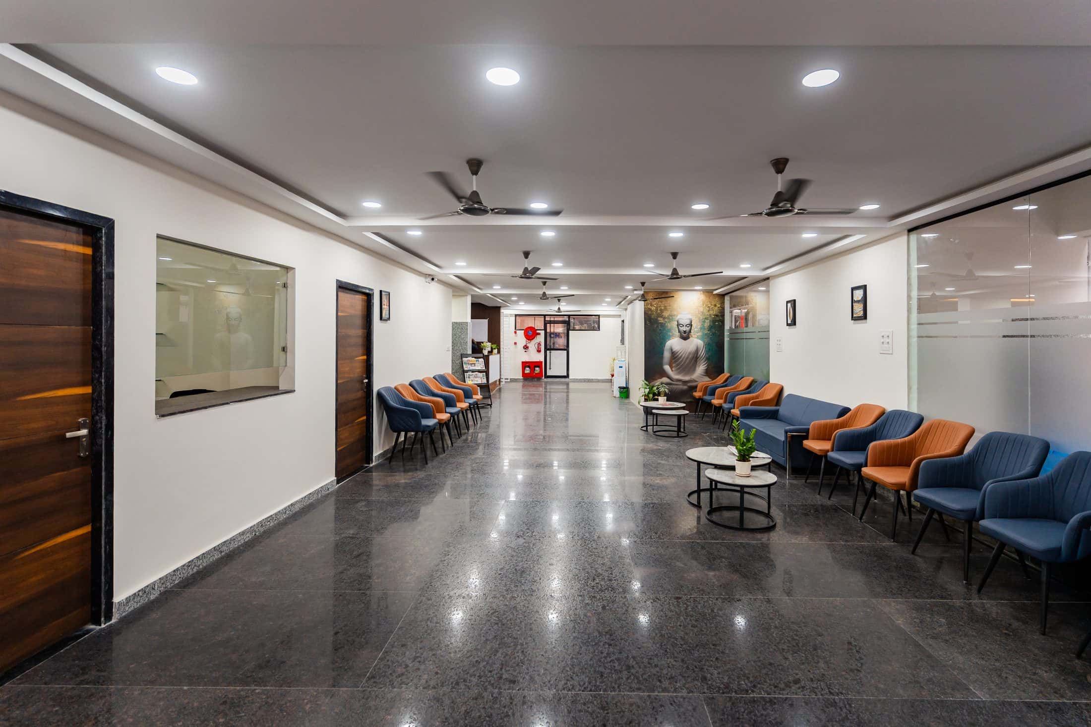 Reception and family waiting area at CNR Crystal Neuro Rehabilitation Centre, Dilsukhnagar